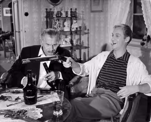 Edvin Adolphson och Jarl Kulle i filmen "Änglar, finns dom?". (1961)