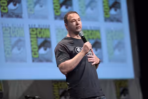 Thomas Tull speaking at the 2015 San Diego Comic Con International at the San Diego Convention Center in San Diego, California. Please attribute to Gage Skidmor