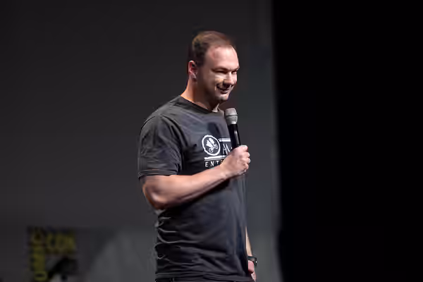 Thomas Tull speaking at the 2015 San Diego Comic Con International at the San Diego Convention Center in San Diego, California. Please attribute to Gage Skidmor