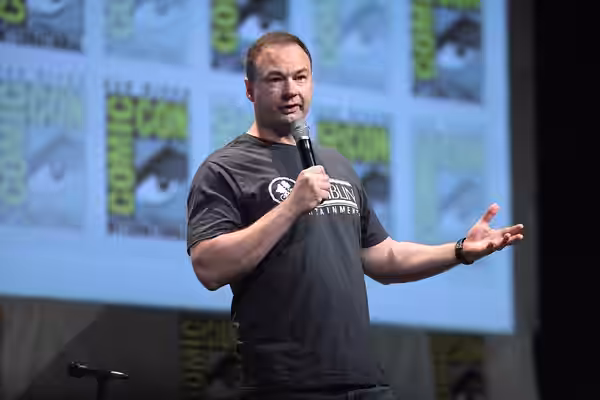 Thomas Tull speaking at the 2015 San Diego Comic Con International at the San Diego Convention Center in San Diego, California. Please attribute to Gage Skidmor