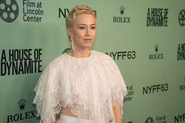 Carrie Coon, actress, at the 63rd annual New York Film Festival at Lincoln Center in 2025 for the film A House of Dynamite