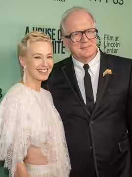 Carrie Coon and Tracy Letts at the 63rd annual New York Film Festival at Lincoln Center in 2025 for the film A House of Dynamite