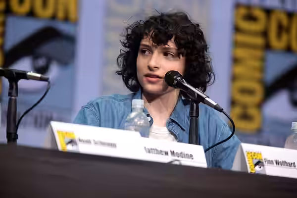 Finn Wolfhard speaking at the 2017 San Diego Comic Con International, for "Stranger Things", at the San Diego Convention Center in San Diego, California. Please