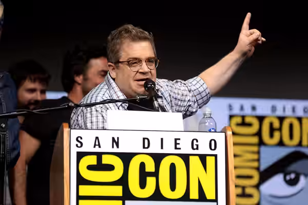 Patton Oswalt speaking at the 2017 San Diego Comic Con International, for "Stranger Things", at the San Diego Convention Center in San Diego, California. Please