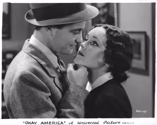Lew Ayres and Maureen O'Sullivan in Okay, America!, 1932. Promo Photo 7 3/4 x 10 (inches)