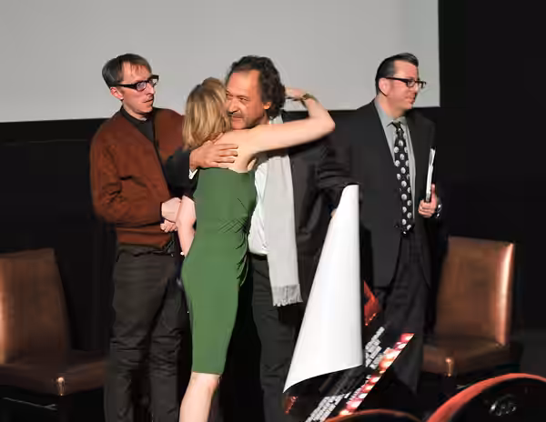 Kim Cattrall, Dustin Ingram &amp; Keith Bearden present CFC with an autographed poster for Meet Monica Velour. To learn more about CFC, please visit: cfccreates (2011)