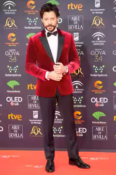 Álvaro Morte en la alfombra roja de los premios Goya celebrados en Málaga en enero de 2020