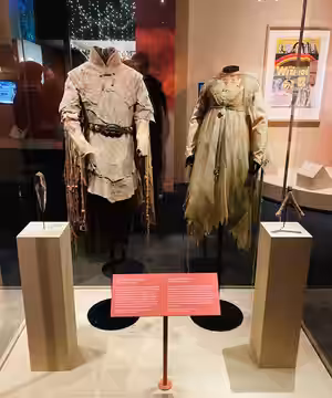 Gelfling costumes from the film ‘The Dark Crystal’ displayed in the ‘Fantasy: Realms of Imagination’ exhibition at the British Library in London in 2024