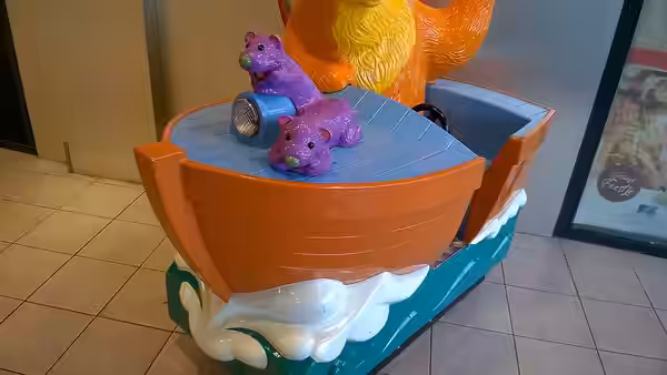 A coin-operated kiddie ride inside of the Kanaal Passage shopping centre in the Groninger city of Stadskanaal. (2018)