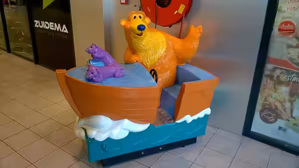 A coin-operated kiddie ride inside of the Kanaal Passage shopping centre in the Groninger city of Stadskanaal. (2018)