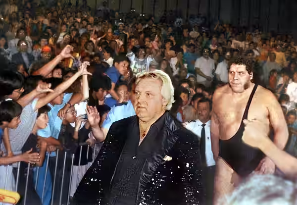Fan photo of Bobby "The Brain" Heenan and André the Giant on 7 March 1989 at the El Paso Convention Center during a video-taped WWF "Superstars of Wrestling" ev