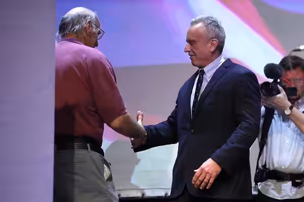 Former Governor Jesse Ventura and Robert F. Kennedy, Jr. speaking at a campaign rally at the Fox Tucson Theatre in Tucson, Arizona. Please attribute to Gage Ski (2024)
