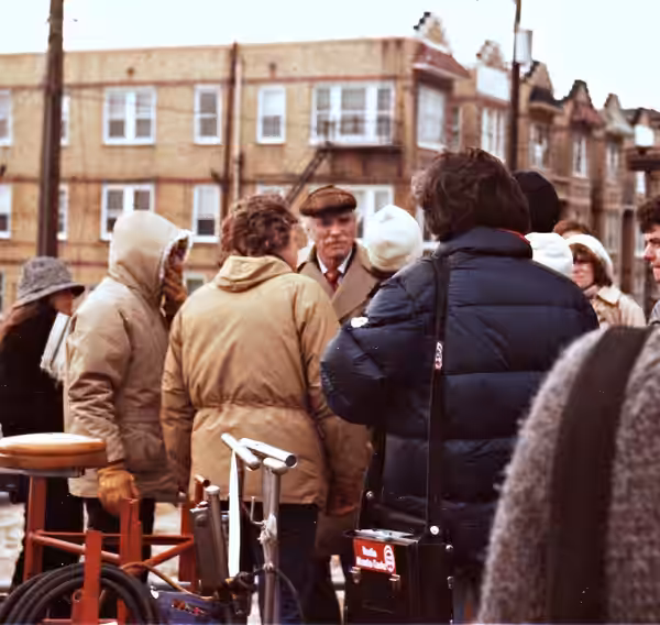 On set of movie Atlantic City. Director Louis Malle on left. 35mm. (2008)