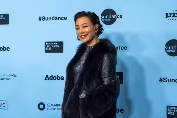 Joan Chen at the red carpet for "The Wedding Banquet" at the 2025 Sundance Film Festival in Park City, Utah. Please attribute to Casey Nedelka if used elsewhere