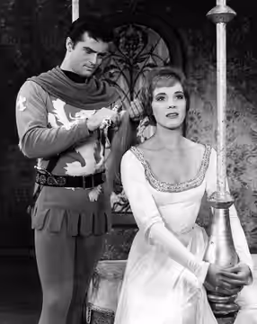 Photo of Robert Goulet as Lancelot and Julie Andrews as Guenevere from Camelot.