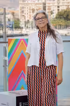 Kiti Mánver en la sesión fotográfica en el Muelle Uno durante el Festival de Málaga 2020