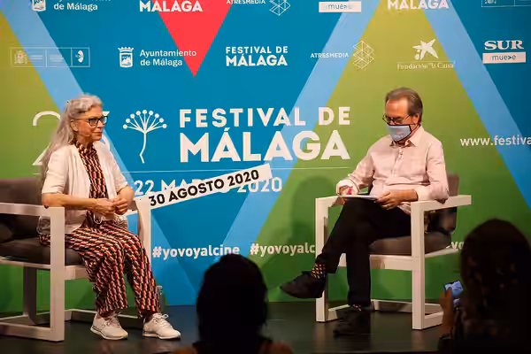 Kiti Mánver en la rueda de prensa con motivo de su Premio Ciudad del Paraíso en el Festival de Málaga 2020
