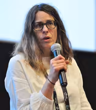 Anne Rosellini presenting her film Leave No Trace at the Seattle International Film Festival 2018, Seattle, Washington.