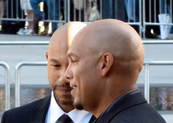 Stephen Bishop and David Justice at the premiere of Moneyball, Toronto Film Festival 2011. Bishop plays as David Justice in the movie