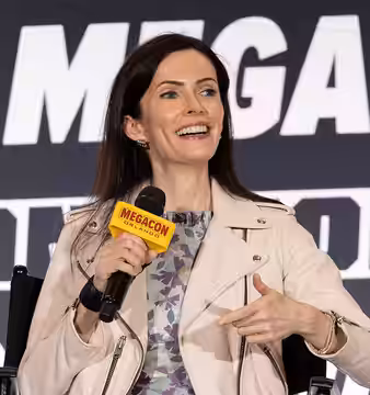 Bitsie Tulloch on stage at MEGACON Orlando 2025