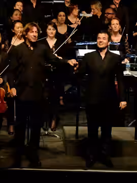 Ernst van Tiel et Ludovic Bource. Ciné-concert de The Artist à l'auditorium de Lyon. (2017)