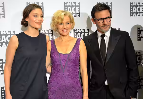 Anne-Sophie Bion & Penelope Ann Miller & Michel Hazanavicius at the ACE Eddie Awards 2012.
