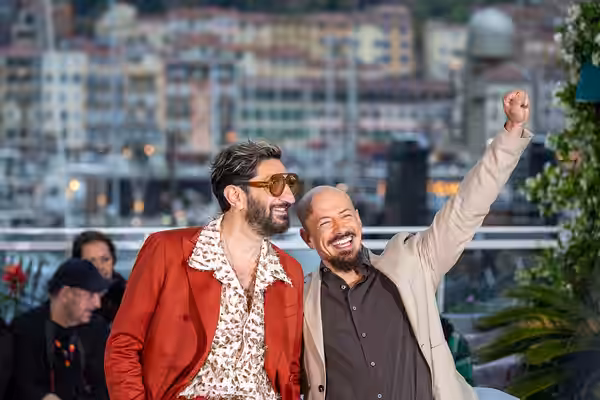 Fares Fares and Tarik Saleh celebrating at 2025 Cannes Eagles of the Republic Photocall