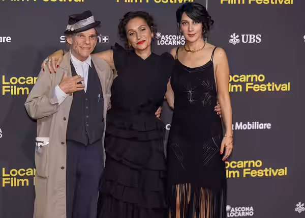 Tamara Stepanyan, Denis Lavant and Zar Amir Ebrahimi attend the "Le Pays d'Arto" red carpet during the 78th Locarno Film Festival on August 06, 2025 in Locarno, (2000)