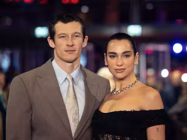 Actor Callum Turner and singer Dua Lipa at the premiere of Rosebush Pruning at the 2026 Berlin International Film Festival