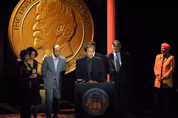 PHOTO CREDIT: ANDERS KRUSBERG / PEABODY AWARDS L to R: Shelby Stone, Carmen Ejogo, Jeffrey Wright, Clark Johnson and Norman Twain 61st Annual Peabody Awards Lun (2002)