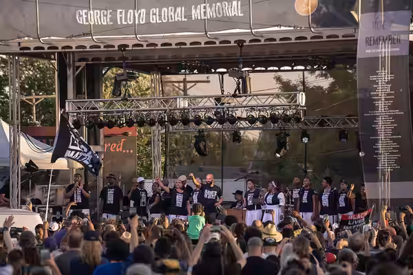 May 25th, 2021 - Minneapolis — Common performs the hit song “Glory” with Sound of Blackness at George Floyd Square on the 1-year anniversary of George Floyd’s m