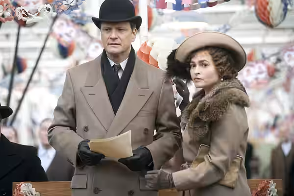 Colin Firth and Helena Bonham Carter filming The King's Speech at Queen Street Mill Textile Museum. (2009)