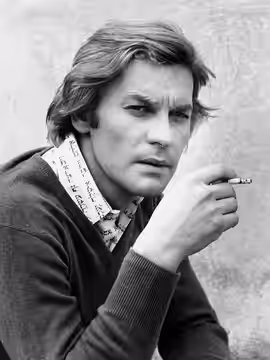 Portrait of Austrian actor Helmut Berger (Helmut Steinberger) in his house. Rome, 1974