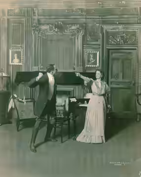 A scene from "The Stronger Sex," which opened Dec. 8, 1907, at the Grand Opera House, Seattle. Includes Maude Fealy and Brandon Hurst. Subjects: plays, actresse