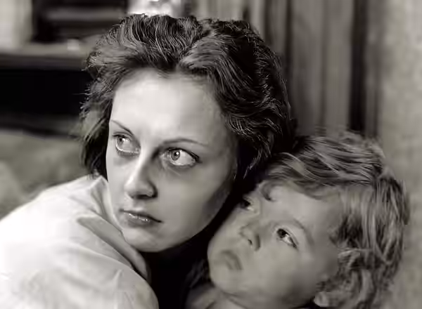 Ann Dvorak and Buster Phelps in Three on a Match (1932) publicity still.