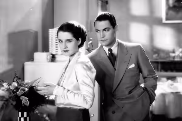 Chester Morris and Norma Shearer as Ted Martin and Jerry Martin in the American drama film The Divorcee (1930).