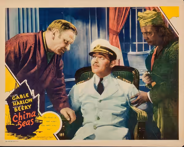 Lobby card for the American adventure film China Seas (1935).