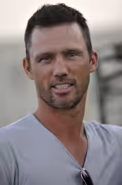 Jeffrey Donovan at a USO tour event near Baghdad, Iraq. (2009)