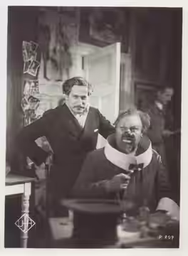 The Blue Angel (film) 1930 BW photo on set, Josef von Sternberg (director), Emil Jannings. Paramount Pictures