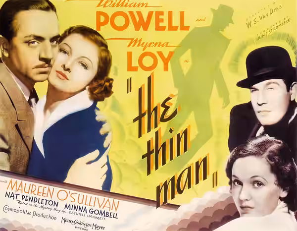 Film poster for the American detective film The Thin Man (1934).