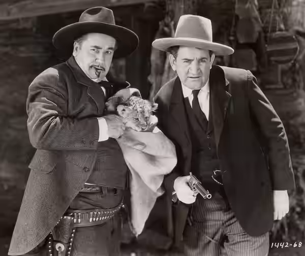 Noah Beery, Sr. (left) and Tom Kennedy in the American film Man of the Forest (1933) - publicity still (cropped)
