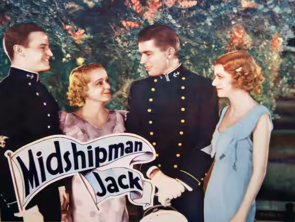 Lobby card for the American action drama film Midshipman Jack (1933).