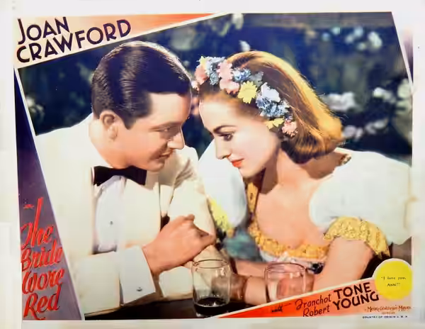 Lobby card for the American film The Bride Wore Red (1937).