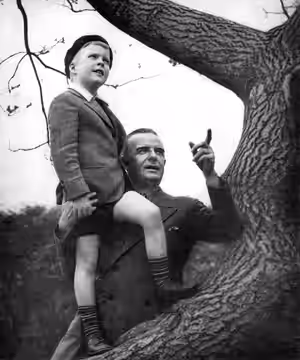 Photograph of Frank Conroy and child actor Peter Holden [Peter Holden Parkhurst] in the original Broadway production of Paul Osborn's On Borrowed Time, cited fo (1938)