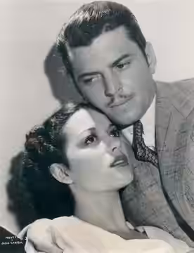 Movita (aka Movita Castaneda) and John Carroll in Wolf Call - publicity still (original image cropped : see source) (1939)