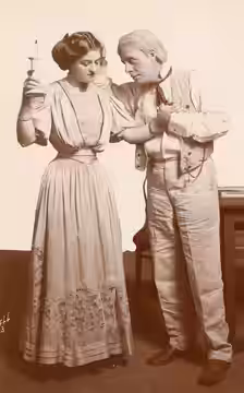 Harry Beresford and Helen Beresford in "Who's Your Friend," which opened Mar. 28, 1909, at the Grand Opera House, Seattle. Subjects: plays, actors, actresses
