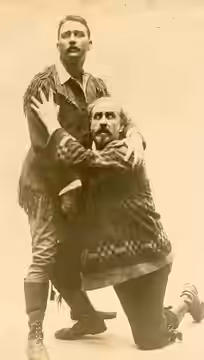 A scene from "The Right of Way," which opened Ap. 11, 1909, at the Moore Theater, Seattle. Includes Guy Standing and Theodore Roberts. Subjects: plays, actors