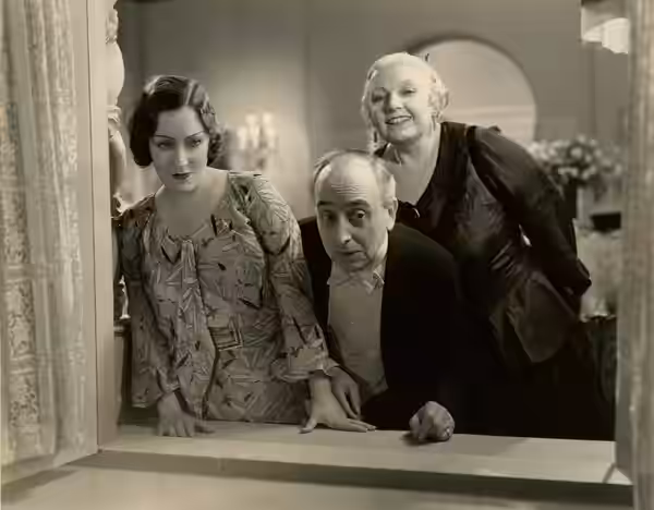 L. to R.: Gloria Swanson, Ferdinand Gottschalk &amp; Greta Meyer in Tonight or Never - publicity still (cropped) (1931)