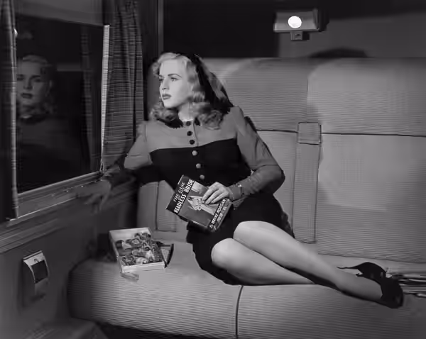 Studio publicity still of Deanna Durbin for the American film Lady on a Train (1945).
