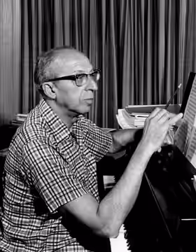 Photo of composer Aaron Copland from a 1962 television special.